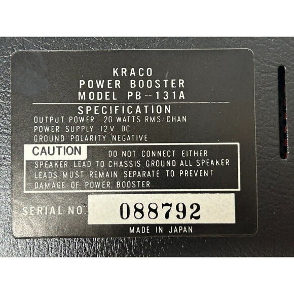 Vtg Kraco 40 Watt Car Stereo Power Booster 12V Model PB-131A NOS Made In Japan - Picture 5 of 16